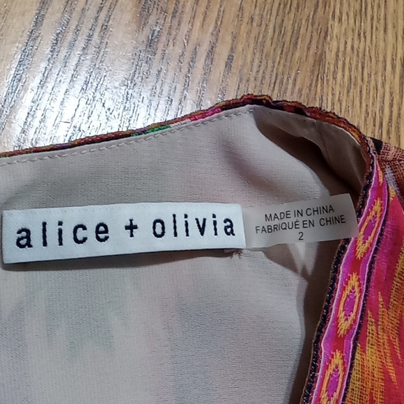 ALICE + OLIVIA Womens 2 Dress Used Preowned Casual Multicolor SMOCKED V NECK yy - Picture 12 of 13